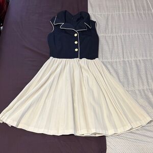 Navy and Cream Vintage Dress